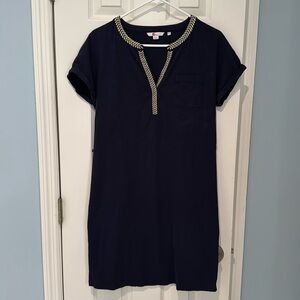 Boden navy blue dress with gold accent, size 6